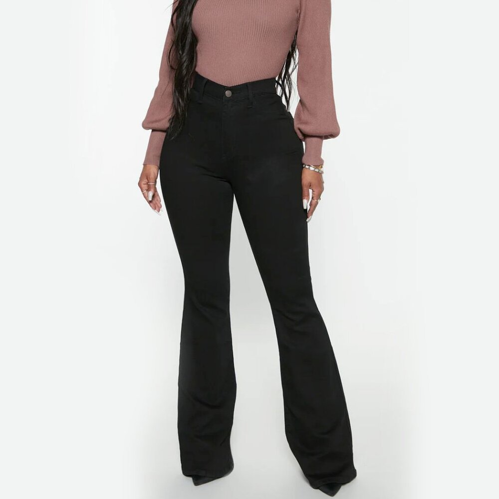 Fashion Nova Deep In My Soul Flare Jeans - Black TALL FRIENDLY!!